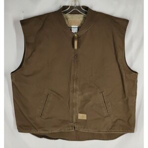 C E Schmidt Men's Workwear Sherpa Lined Brown Canvas‎ Pockets Zip Front Vest 3XL